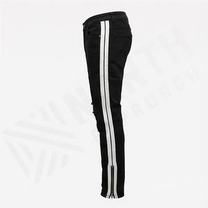 Jeans décontractés pour hommes, pantalon de mode streetwear, poches plaquées, denim déchiré, couleur personnalisée, pantalon en denim, taille plus, tissu polaire - Product Image 3