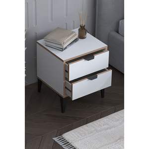 Modern Eco-Friendly 2 Drawer Melamine <b>Wooden</b> Nightstand <b>Bedside</b> <b>Table</b> Multifunction Bedroom Living Room Apartment Hotel School - Product Image 4