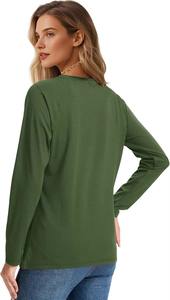 Camisetas de manga larga con cuello redondo para mujer, Camisetas básicas cómodas de manga larga para mujer, Camisetas hechas de algodón para exteriores - Product Image 4