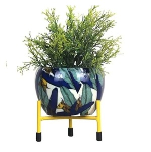 Maceta de Metal con Acabado en Polvo Negro y Borde Dorado para Decoración del Hogar, Hotel, Jardín y Accesorios - Product Image 6