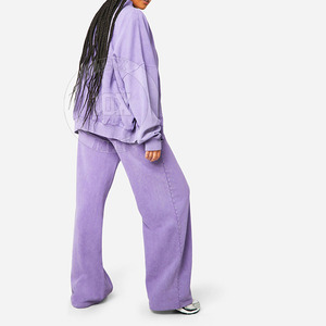 Wholesale Plus Size Acid Wash Tracksuits For <b>Women</b> Long Sleeve Pullover Hoodie & Pants Lightweight Acid Wash Set For <b>Women</b> - Product Image 3