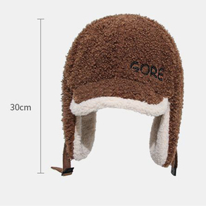 Chapeau d'hiver chaud pour <span class=keywords><strong>femme</strong></span> DLL519, chapeau <span class=keywords><strong>de</strong></span> trappeur en laine d'agneau, protection contre le froid pour le vélo, protection des oreilles, chapeaux épais en peluche pour la <span class=keywords><strong>neige</strong></span> - Product Image 5