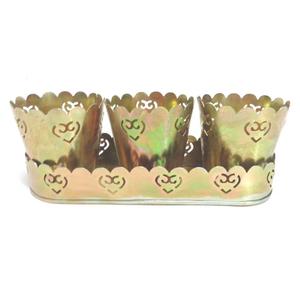 Vaisselle Fer Métal Plateau Ovale Avec 3 Votive Brûler Laiton Placage Bougeoir Pour Hôtel & Jardin Décoration À La Main - Product Image 3