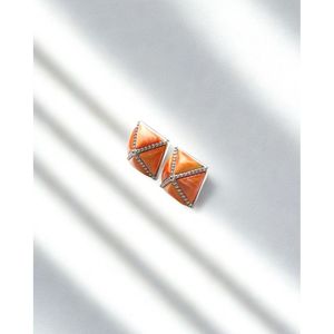 Geometric Stud Earrings with Zircon Pearl Diamond in Gold Plated - Product Image 4