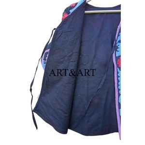 Veste courte matelassée pour femme en broderie Suzani faite à la main de qualité supérieure, automne/hiver, tricotée 100% coton, décontractée pour les sorties - Product Image 5