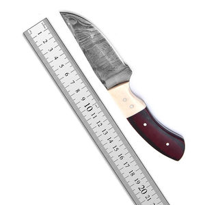 Handmade 1095 15n20 Damascus Steel Camping <b>Knife</b> Dusk Till Dawn Full Tang Straight Blade Micarta Camel <b>Bone</b> <b>Handle</b> Leather - Product Image 2