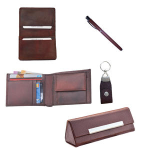 กระเป๋าสตางค์แบบ4-in-1คอมโบแบบกำหนดเองชุดของขวัญธุรกิจปากกาลูกกลิ้งโลหะเข็มขัดหนังเทียมสีน้ำตาลพรีเมี่ยมแบบกลับด้านได้สำหรับการส่งเสริมการขาย - Product Image 4