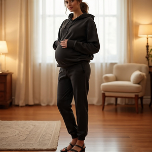 Streetwear pulóver con capucha y pantalones de chándal señoras maternidad Multi Panel 400 GSM lactancia embarazada chándal mujeres - Product Image 6