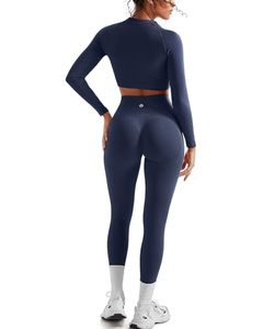 Ensemble de yoga 2 pièces pour femme : short de sport taille haute confortable à séchage rapide et sans coutures, col rond, couleur unie, idéal pour l'été - Product Image 1
