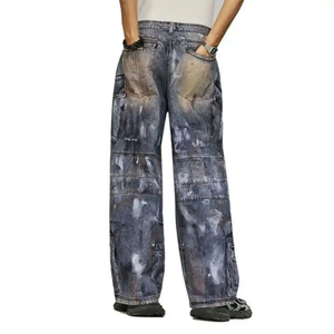 Jeans de Mezclilla con Estampado Digital, Pierna Ancha, Algodón, Marca, Jeans Holgados para Hombre - Product Image 4