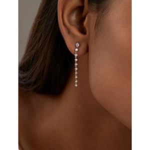 Round Lab Grown Diamond Dangling Drop <b>Earrings</b> 14K Yellow <b>Gold</b> Round Lab Diamond Wedding <b>Earrings</b> Screw <b>Back</b> <b>Earring</b> - Product Image 1