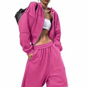 Ensemble de survêtement de yoga confortable pour l'hiver, pantalon large, hauts d'exercice à manches longues pour femmes, pantalon taille haute assorti, ensemble deux pièces 100% - Product Image 2