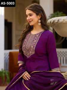 Lo último en ropa de mujer lista para usar Salwar Kameez Suit con Chinon Dupatta Heavy Sequence Codding bordado trabajo Salwar Suit - Product Image 3