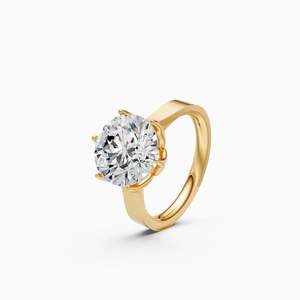 4.03 Ct Lab Grown Diamond Six Prongs Solitaire <b>Statement</b> <b>Ring</b> In 9K Yellow White And Rose Gold - Product Image 3