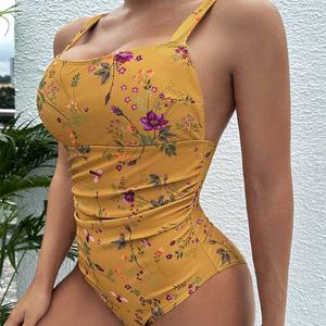 Robe Femme Juniors Taille XL 15-17 Maillot de bain sans manches à fleurs jaunes Vêtements de plage - Product Image 5