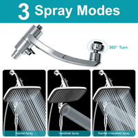 Kit de Douche Complet pour la Maison : Douchette à Main 9 Modes d'Écoulement Réglables et Pommeau Pluie 3 Jets