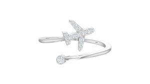 Anillo Único de Diseño de Avión para Mujer en Oro de 14K y Diamantes Naturales |   0.15 Quilates - Product Image 6