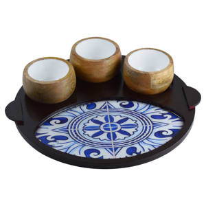 ชุดถาดเสิร์ฟไม้โรงงานพร้อมถาดออกแบบตกแต่งหลายสีดีไซน์วัสดุไม้อย่างสมบูรณ์ - Product Image 3