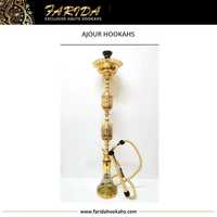 Chicha de Luxe au Design Unique, Qualité Supérieure, Style Marocain/Arabe, en Laiton Poli Égyptien, Fabrication Artisanale par Coulée à la Main, Farida Ajour