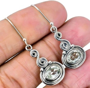 Natural <b>Green</b> Amethyst Best Designer Solid 925 Sterling Silver Gemstone Cabochon Handmade <b>Earrings</b> Jewelry 925 Silver Jewelry - Product Image 2