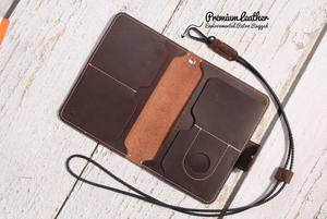 Handmade Genuine Leather <b>Family</b> <b>Passport</b> <b>Wallet</b> with Custom Monogram Button Closure Vintage Style RFID Blocking LFPH-0028 - Product Image 4