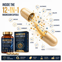Capsules de complexe de magnésium 12 en 1, 12 types de magnésium actifs, absorption élevée, relaxation, sommeil, muscles, nerfs, OEM, étiquette privée