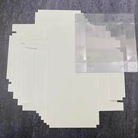 Boîte cadeau en papier kraft 15x15x3 cm avec couvercle transparent au fini mat pour Noël pour biscuits, gâteaux, bonbons, emballage de fête