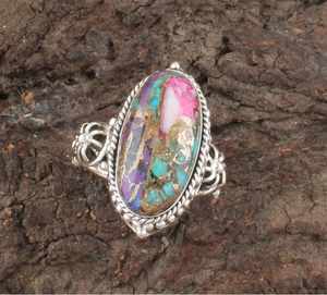 แหวนเงินแท้ 925 รูปไข่ สีชมพูพาสเทล ประดับพลอยเดธเบิร์น ทำมือ สำหรับคนเกิดเดือนธันวาคม ขายส่ง - Product Image 1