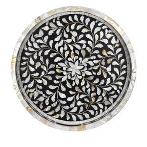 Bandeja de mármol blanco con mango chapado en oro Acabado Cocina Catering Usado Desayuno Bandeja de servidor de alimentos - Product Image 5