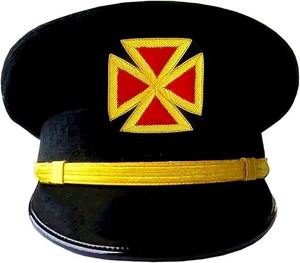 Gorro de los Caballeros Templarios, Grado de Comandante, con Bordado de Rayos en Metal Dorado, Insignia Masónica - Product Image 1