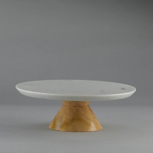 Base para Pastel de Madera con Tapa de Mármol, Diseño Decorativo para Mesa, Centro de Mesa para Bodas, Procedente de la India - Product Image 1