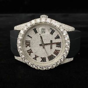 Elegante Reloj Deportivo Mecánico Unisex con Diamantes Moissanite VVS, Correa de Acero Inoxidable, Esfera de Cristal y Pantalla Analógica - Product Image 1