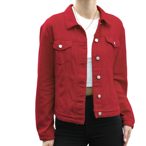 Veste en jean de haute qualité pour femmes, logo personnalisé, respirante, couleur rouge, look décontracté, vêtements d'extérieur pour l'hiver, veste en jean pour femmes - Product Image 6