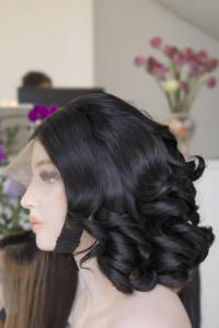 Cheveux Remy Super double dessiné court rebondissant perruque 100% cheveux humains vietnamiens avant de lacet perruque HD dentelle pleine frontale 13x6 perruque - Product Image 5