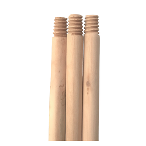 Manche de balai en bois naturel pour le nettoyage à domicile avec fil italien, capuchons courts en PVC, bâton droit et poli - Product Image 1
