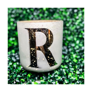 Logotipo personalizado Mercury Alphabet Velas Vidrio Lámina de oro Acabado Decoración del hogar Vidrio DE LA India - Product Image 5
