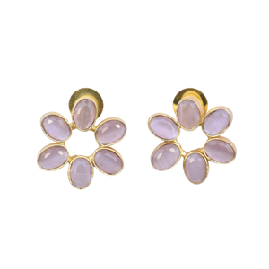 Brass Gemstone <b>Studs</b> Wholesale Bulk Genuine Healing Crystal High Polish 18K Gold Plated Cute Boho Chic Design High Quality - Product Image 1