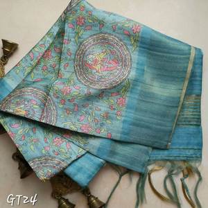 Hermosa blusa y saris Kalamkari con estampado de seda Zari Border Tussar - Product Image 5