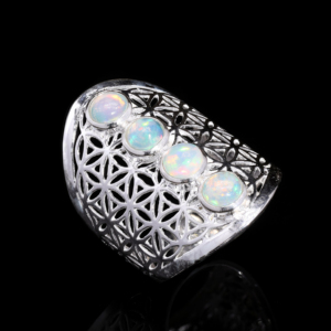 Anillo etíope con bisel de piedras preciosas de ópalo en plata de ley 925 - Product Image 3