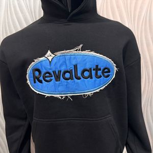 Sweats à capuche surdimensionnés de couleur noire sur mesure broderie de détresse patchs de couleur bleue 100% coton polaire ajustement américain personnalisé - Product Image 3