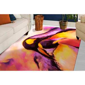 Tapis à motifs de pingouins en pastel : Tapis animalier imprimé en 3D, tapis fin non tissé - Product Image 5