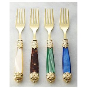 Tenedor de Metal de lujo para el hogar, cubiertos de cocina, tenedor con mango de resina, producto de alta calidad para restaurante, comida y frutas, tenedor al mejor precio - Product Image 1