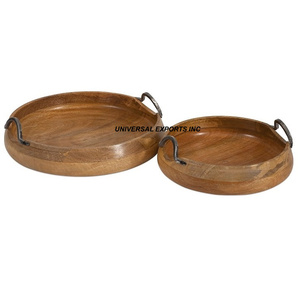Ensemble de deux élégants plateaux à chocolat ronds en bois Plateau à chocolat design décoratif de luxe Plateau à chocolat de meilleure qualité - Product Image 1