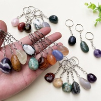 Vente en gros Quartz rose naturel yeux de tigre améthyste Agate Quartz clair dégringolé pierre cristal porte-clés pour cadeau