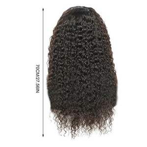 Perruques Lace Front Wig ondulées noires, cheveux vierges bouclés, super doublement dessinées, densité 100%, 250 - Product Image 3