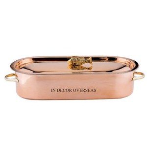 100% cobre hecho en casa Hotel restaurante MESA CENTRO DE MESA artículos de comida servir Mantequilla de lujo con mango de pescado chapado en oro - Product Image 1