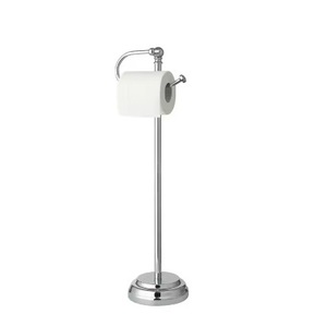Vente en gros Porte-papier de soie moderne en métal sur pied Organisateur de salle de bain fini nickel Porte-papier hygiénique de meilleure qualité - Product Image 3