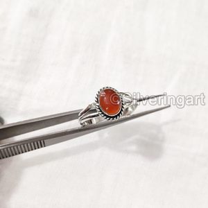 Anillo de mujer Piedra preciosa cornalina natural Piedra natal genuina Anillo ajustable Navidad Joyería hecha a mano Anillo de plata esterlina 925 - Product Image 4