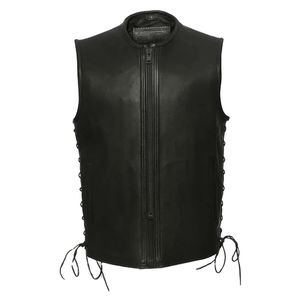 Gilet de moto en cuir véritable de haute qualité pour homme, sans manches, réversible, décontracté, tendance, grande taille, pour l'hiver - Product Image 1