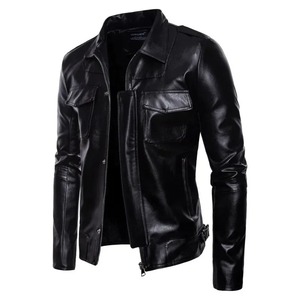 Nouveau commerce extérieur hommes moto haut de gamme manteau en cuir revers veste en cuir PU grand manteau décontracté - Product Image 2